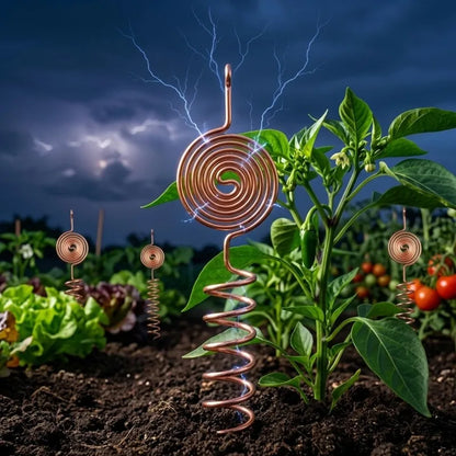 Copper Electroculture Plant Stakes 1-3PCS - Coil Antenna Supports for Garden Vegetables, Flowers & Fruit Trees