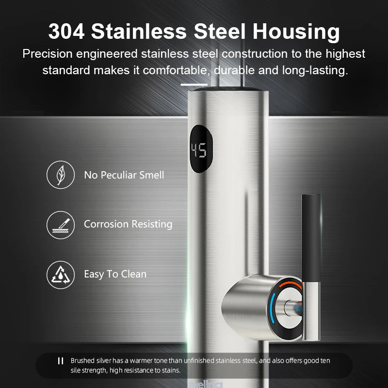 Briwellna 2-in-1 Electric Water Heater Faucet - Stainless Steel Universal Spout Kitchen Tap, 220V Heating Tap