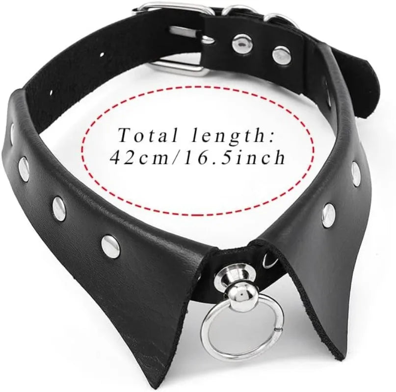 Black Gothic Leather Choker Necklace – Punk Style Neck Jewelry for Women & Alternative Fashion