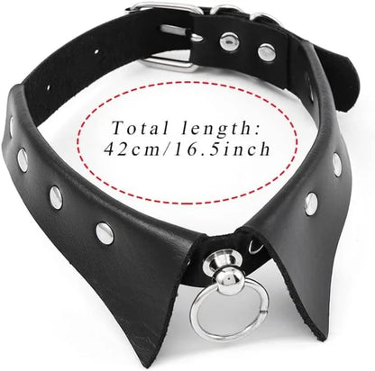Black Gothic Leather Choker Necklace – Punk Style Neck Jewelry for Women & Alternative Fashion