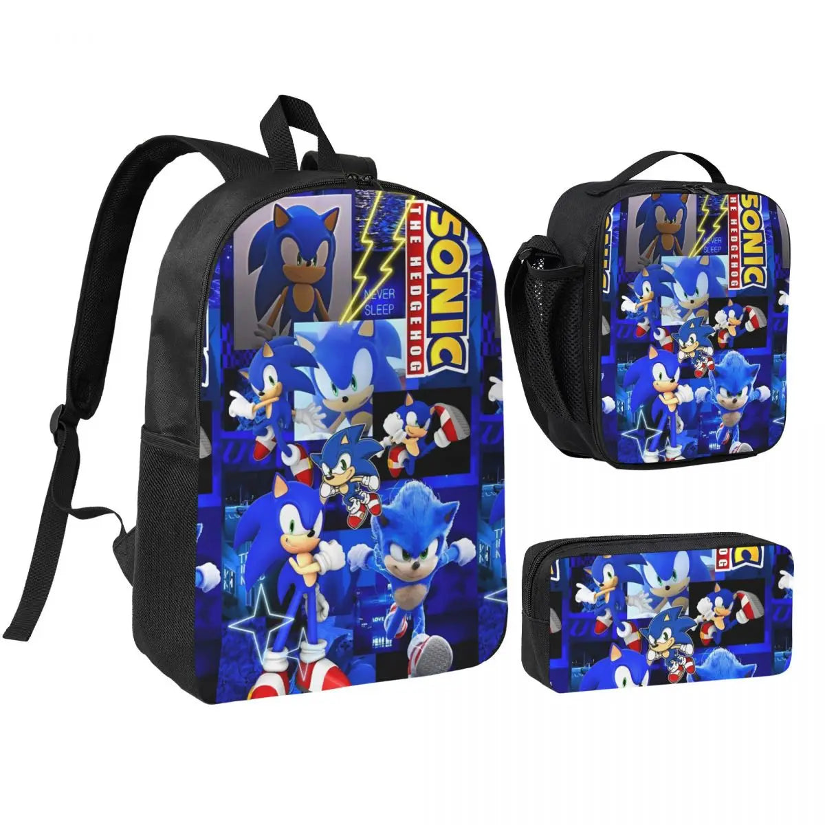 3-Piece Student Backpack Set - Cartoon School Bag with Lunch Bag and Pencil Case