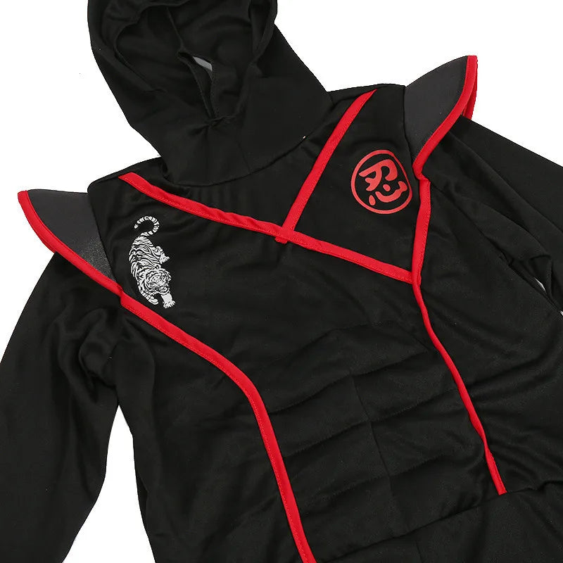 Kids Black Ninja Costume Set — Anime Samurai Outfit with Mask & Fighting Toy for Holidays & Gifts