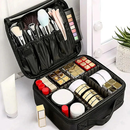 New Waterproof Makeup Bag for Women – Travel Cosmetic Case with Beauty Brush Storage & Embroidery Tool Organizer