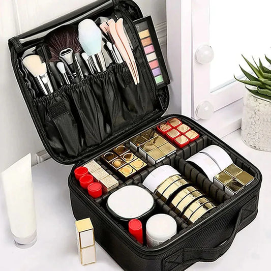 New Waterproof Makeup Bag for Women – Travel Cosmetic Case with Beauty Brush Storage & Embroidery Tool Organizer