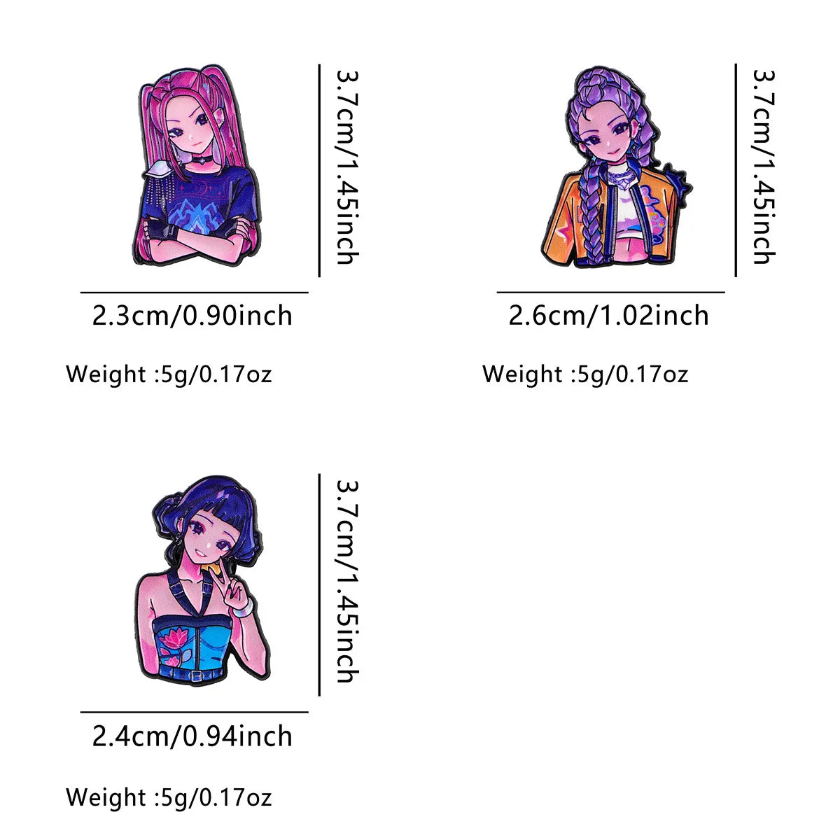 Cartoon K-POP Demon Hunter Girl Enamel Pin – Metal Brooches for Backpack, Hat, Cosplay & Accessories