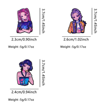 Cartoon K-POP Demon Hunter Girl Enamel Pin – Metal Brooches for Backpack, Hat, Cosplay & Accessories