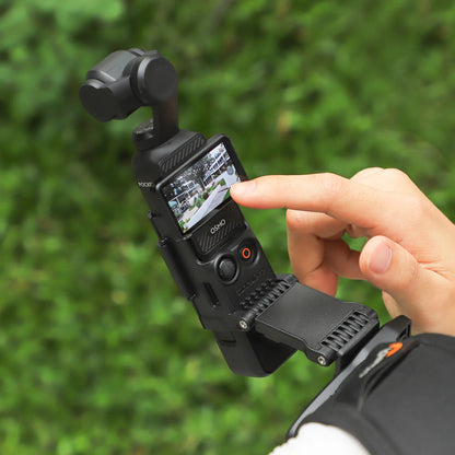 SUNNYLIFE Backpack Clip Mount for DJI Pocket 3 – Extendable Rotatable Magnetic Holder for Hands-Free Vlogging, Cycling & Travel Recording