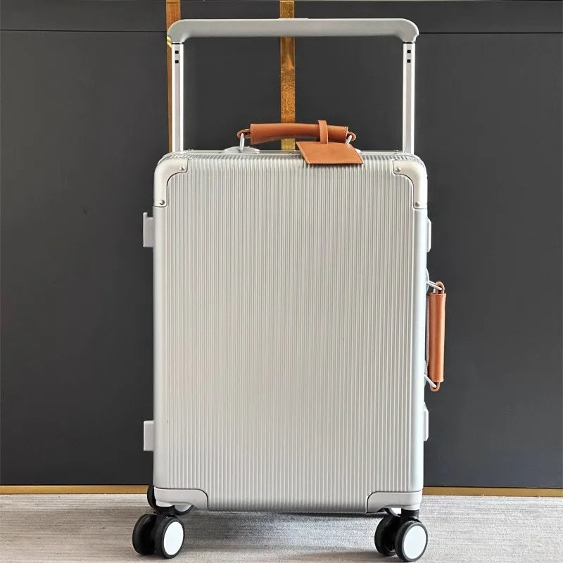 Sushimu 20"/24" Wide Handle Travel Suitcase – Men & Women Carry-On Luggage with PC Aluminum Frame Trolley