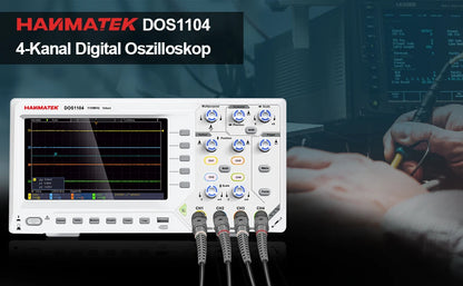 Hanmatek Digital Oscilloscope – 2/4 Channel 110MHz Bandwidth, 1GS/s Sampling Rate, 7'' TFT Display, Desktop Storage Scope