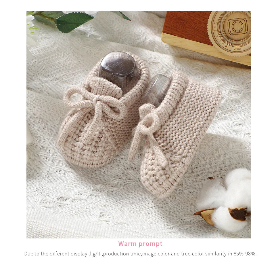 Newborn Baby Shoes — Knitted First Boots for Boys & Girls, Solid Toddler Bed Footwear 0-18M
