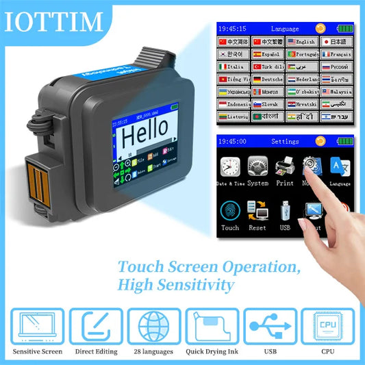 Iottim 12.7mm Mini Portable Inkjet Printer – Handheld Date, QR Code, Logo & Batch Number Printer for Small Business Labeling