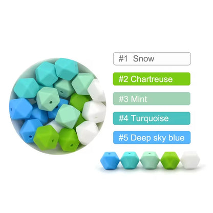 LOFCA 10PCS Hexagon Silicone Beads (14mm/17mm) – DIY Jewelry Making & Pacifier Chain Accessories Bulk Set