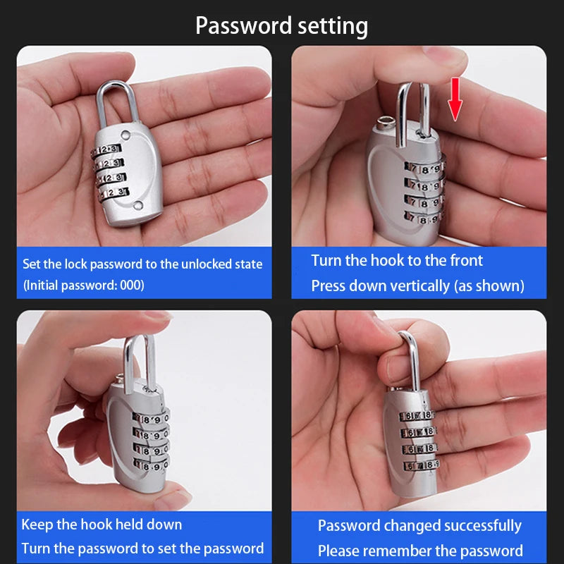 Popular 4-Digit Combination Padlock – 6-Color Anti-Theft Gym Locker & Luggage Safety Lock (Zinc Alloy)