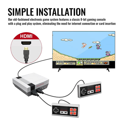 Retro Family HD Classic Game Console with 621 Built-in Games, HD Output, Dual Wired Controllers, TF Card Game Support