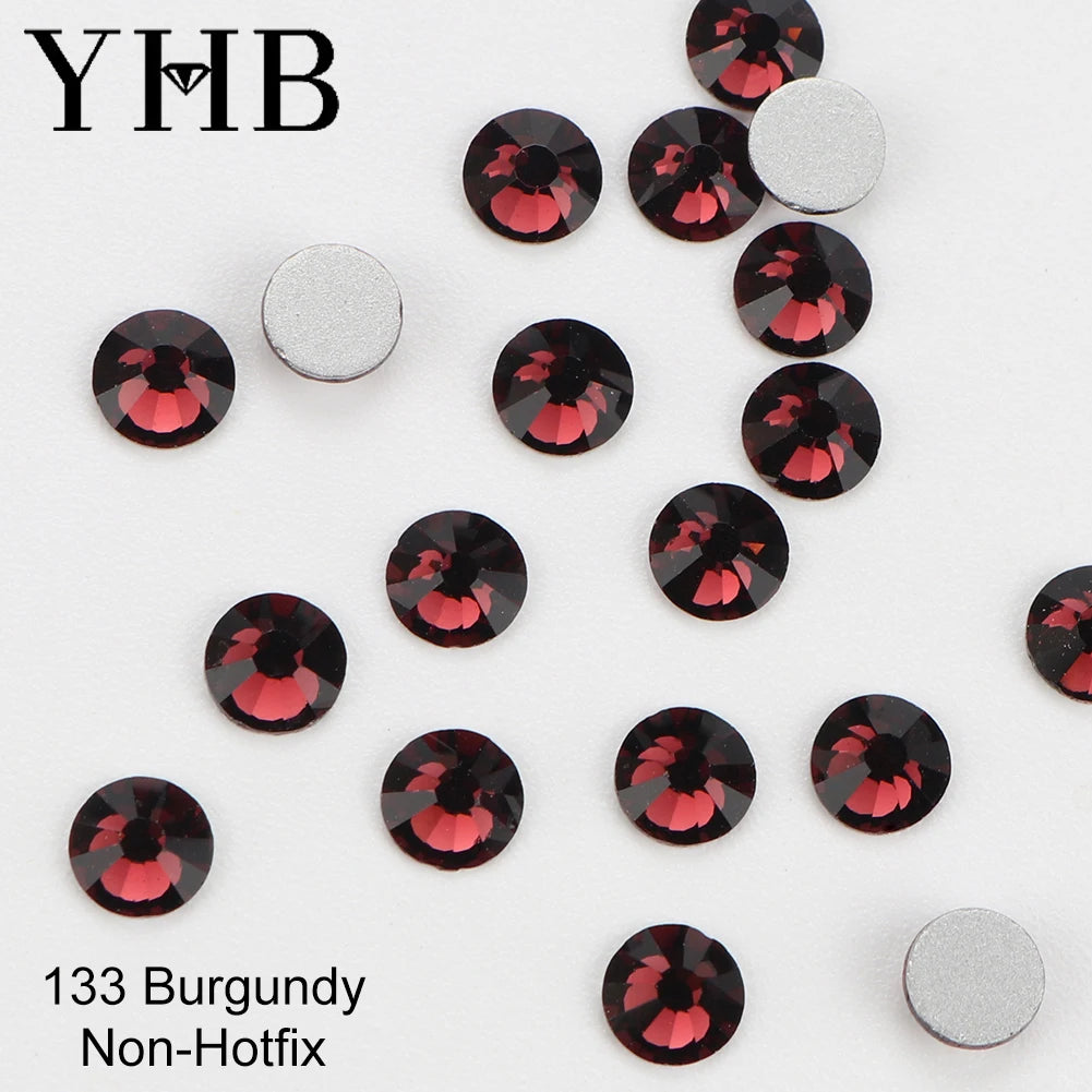 YHB Cold Fix Crystal Flatback Rhinestones - Silver Back Non Hotfix DIY Gems for Nail Art, Bags, Shoes, Garments & Phone Decoration