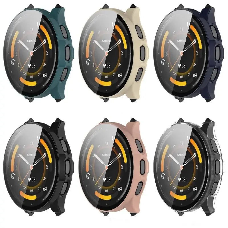 Tempered Glass Case for Garmin Venu 3/3S – Smartwatch Protective Cover with Screen Protector Bumper Shell