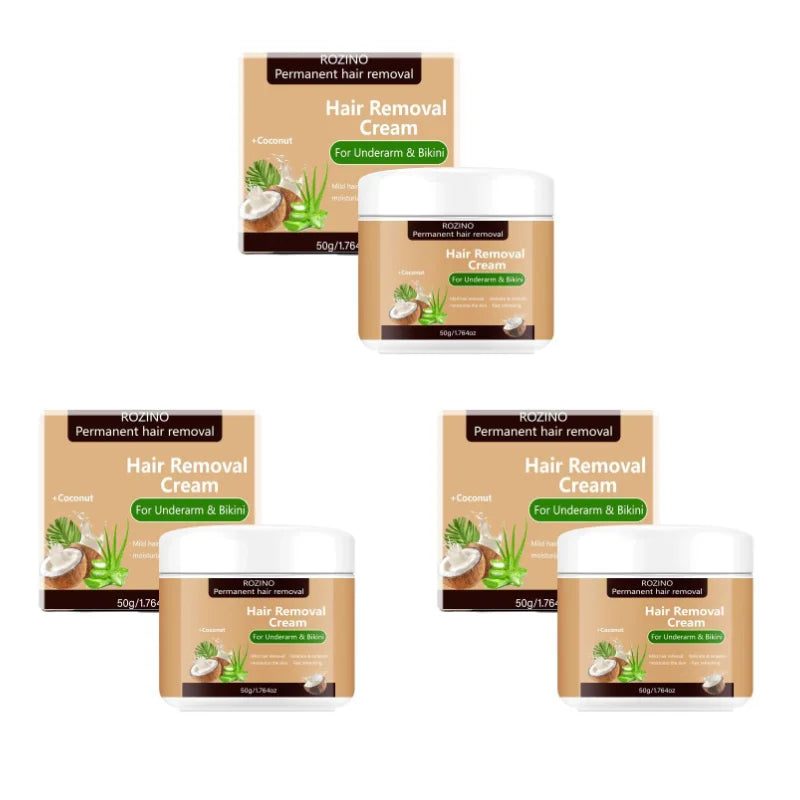 50g Coconut Hair Removal Cream - Smooth Skin Depilatory Cream for Lips, Underarms & Legs