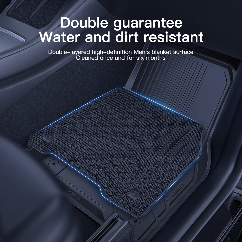 YZ Floor Mats for Tesla Model 3/Y 2021-2023 — Waterproof, Non-Slip TPE Car Accessories