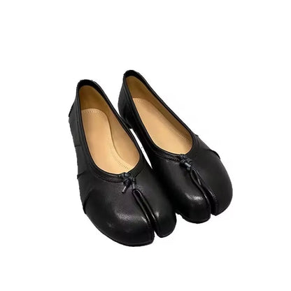 Women’s Luxury PU Leather Tabi Flats – Handmade Split-Toe Mule Shoes, Fashion High-Quality Designer Slip-On Footwear