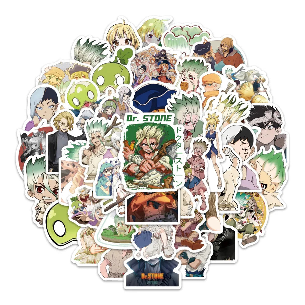 54-Piece Dr. STONE Anime Sticker Set - Senku Ishigami Graffiti Decals for Scrapbooks, Phone Cases & DIY Crafts