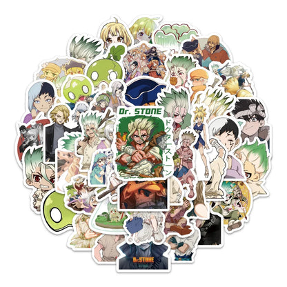 54-Piece Dr. STONE Anime Sticker Set - Senku Ishigami Graffiti Decals for Scrapbooks, Phone Cases & DIY Crafts