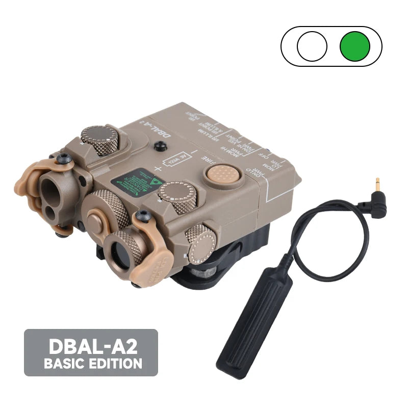 DBAL A2 Tactical Aiming Device – M300/M600 Flashlight, Red/Blue/Green Optics, 20mm Rail Mount Airsoft Accessory