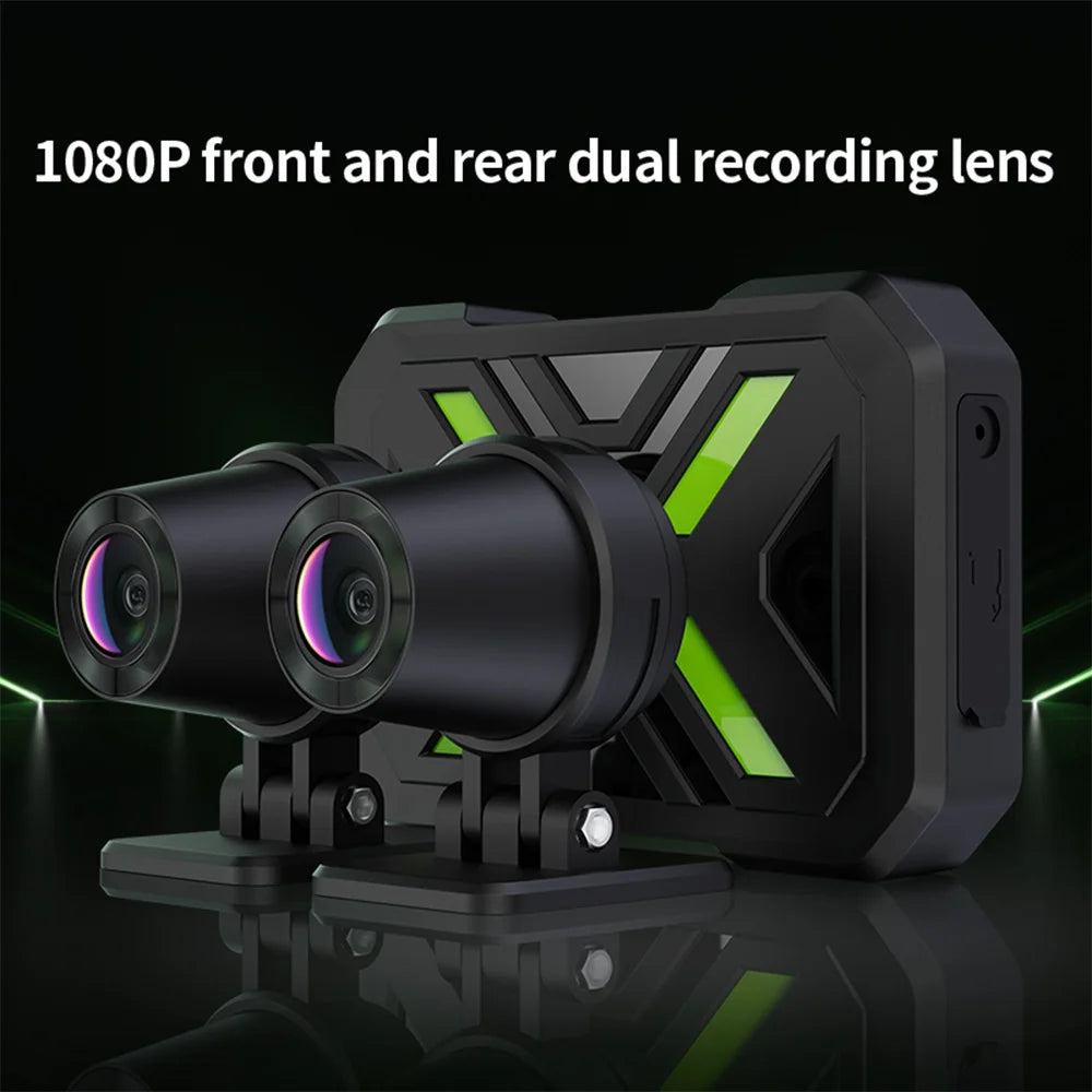 JIUYIN Dual Motorcycle Action Camera – 1080P Front & Rear DVR, Waterproof Dash Cam with WiFi