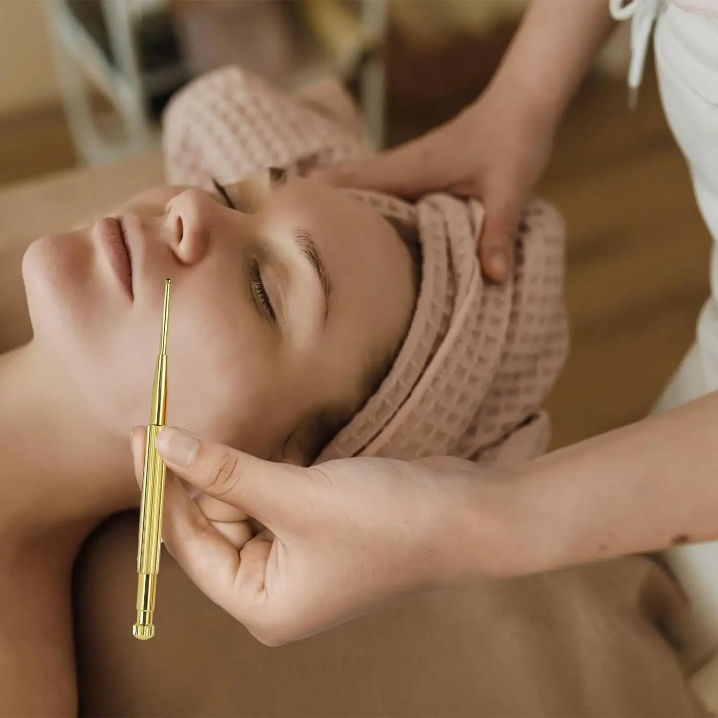 Facial Reflexology Massage Tool – Retractable Acupuncture Pen with Double-Headed Spring for Ear & Face Care