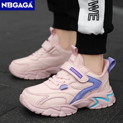 Kids Sport Casual Shoes — Leather Sneakers for Girls & Boys (Ages 5-16), Outdoor Running, Soft Sole, Anti-Slip Walking Footwear
