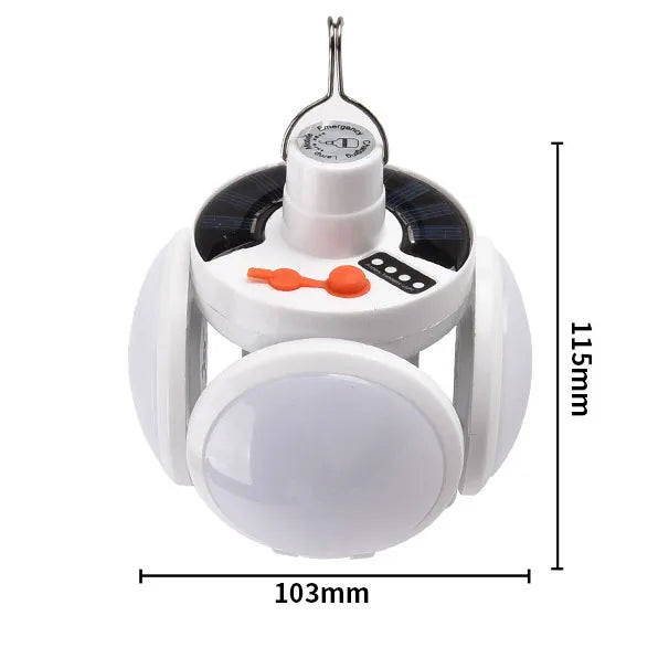 Solar Folding LED Light - USB Rechargeable Portable Outdoor Camping and Emergency Lamp
