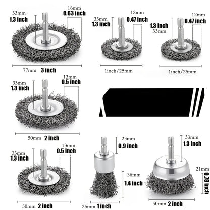 10 Pack Wire Brush Wheel Cup Brush Set: 1/4 Inch Hex Shank Wire Brush for Drill - Coarse Carbon Steel Crimped Wire Wheel (0.012 Inch)