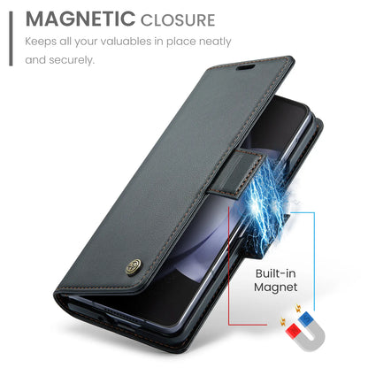 Magnetic PU Leather Phone Case for Samsung Galaxy Z Fold 7/6/5 — Fold6/5 5G Wallet Card Holder Shockproof Cover