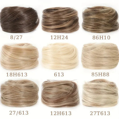 100% Human Hair Bun Ponytail Hairpiece – Brazilian Hair Scrunchie Updo, Donut Chignon Hair Extension for Women