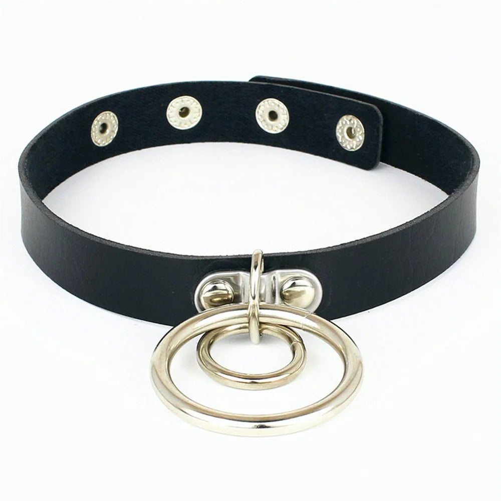 Harajuku Punk Rock Gothic Choker Necklace – PU Leather Heart Lock, Key, Spike Collar, Cosplay Accessories for Women