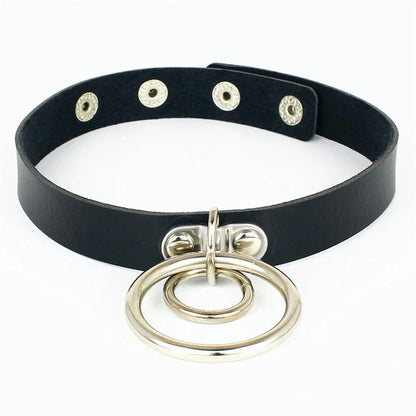 Harajuku Punk Rock Gothic Choker Necklace – PU Leather Heart Lock, Key, Spike Collar, Cosplay Accessories for Women