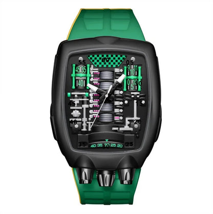 Alien Y2K Transparent Quartz Watch - Creative Hollow Case Design Fashion Men's Wristwatch with Unique Retro Style
