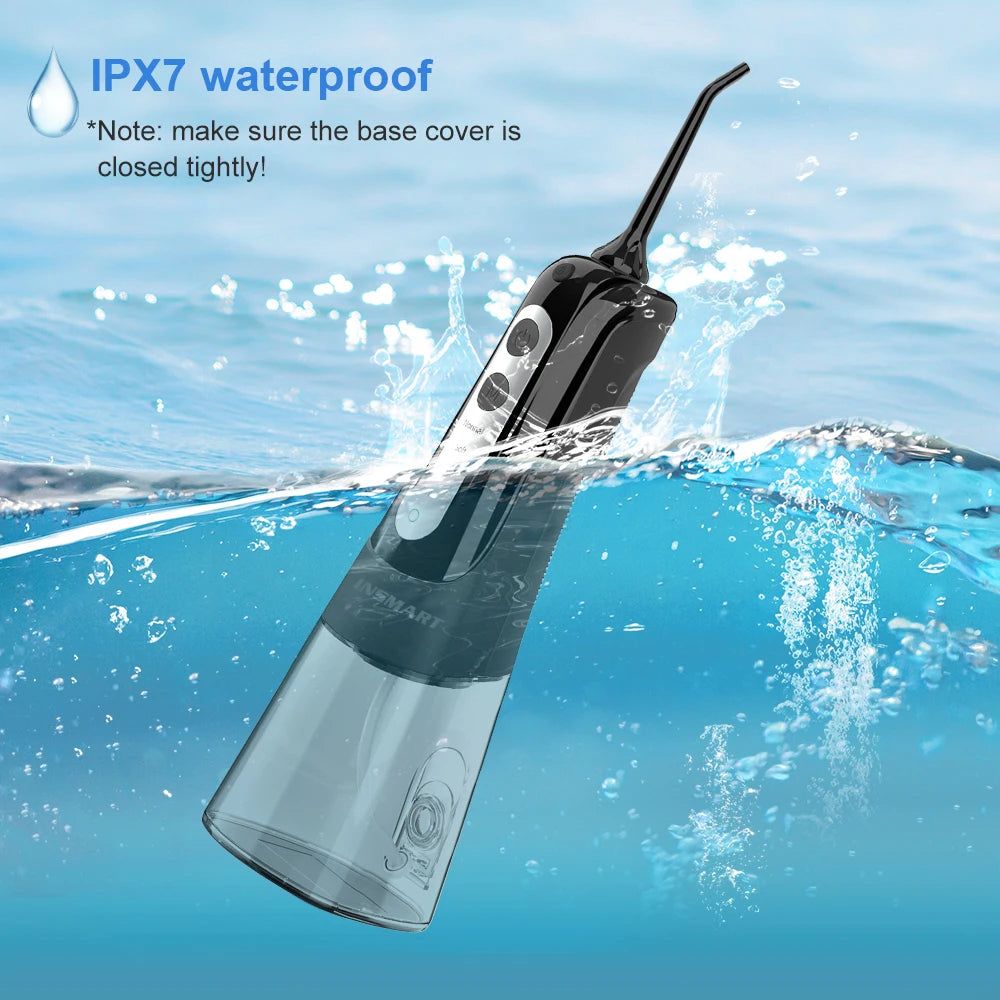 INSMART Portable Oral Irrigator – 300ml Waterproof Dental Water Flosser for Teeth Cleaning & Whitening