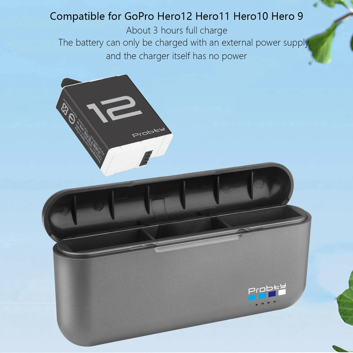 GoPro Enduro Battery 1850mAh & 3-Channel Charger - Replacement Batteries for HERO 9/10/11/12 Action Cameras