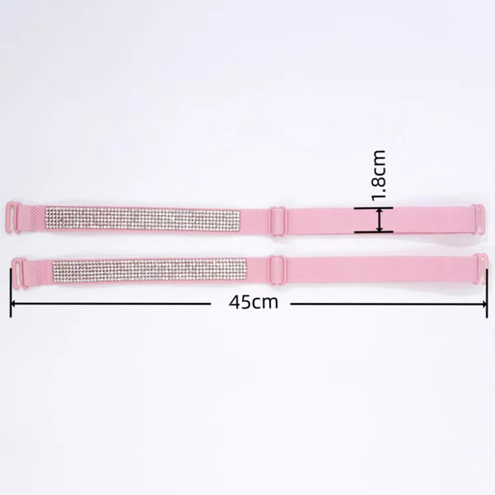 Invisible Rhinestone Bra Straps - Non-Slip Adjustable Shiny Replacement Lingerie Accessories for Women
