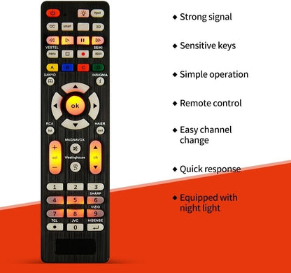 Universal RC-G008 TV Remote Control - Replacement Remote for Compatible TV Models with Night Light