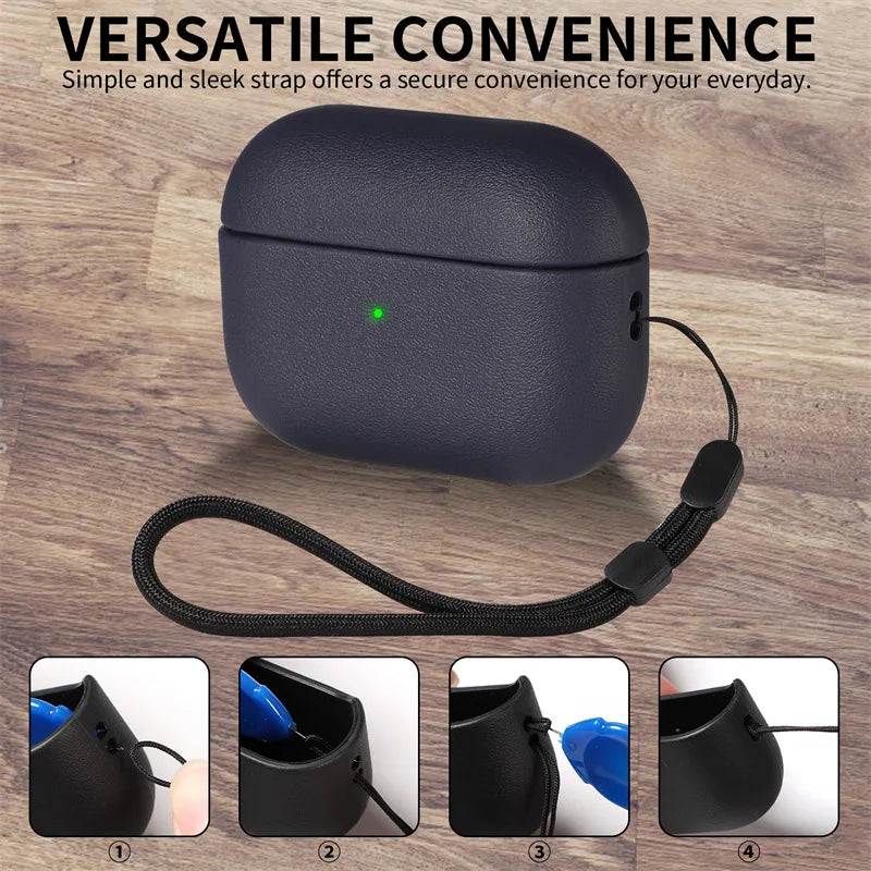 Leather Grain Case for AirPods Pro 2, AirPods 3 & 4 — Protective Cover for Apple Bluetooth Earphones