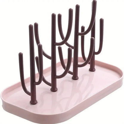 Tree-Shaped Baby Bottle Drying Rack - Dustproof Milk Bottle Holder & Cup Organizer