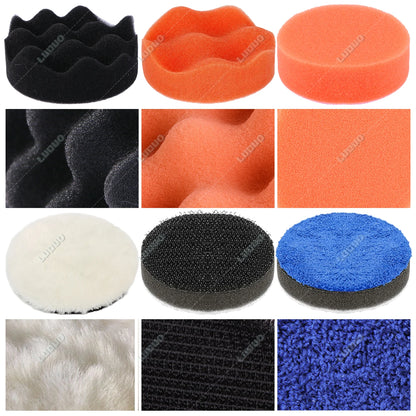 3–7 Inch Sandpaper & Polishing Sponge Set 100–5000 Grit – Car Headlight Restoration Buffing Discs for Waxing, Sanding & Polishing