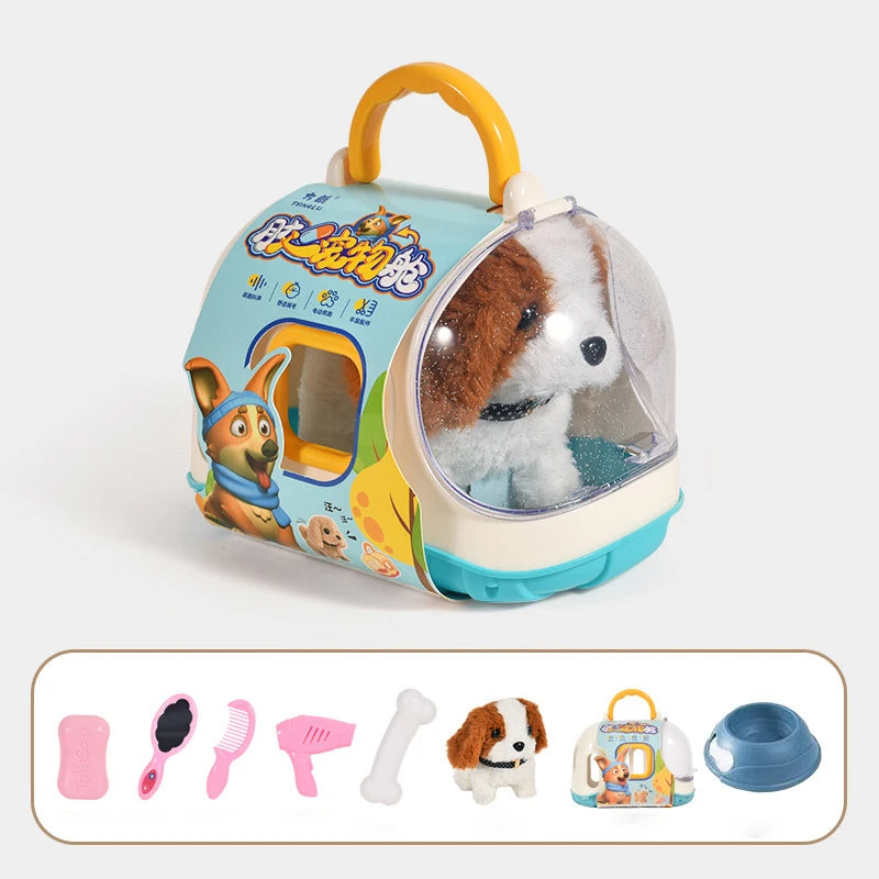 Electronic Walking Pet Dog Toy - Interactive Plush Puppy, Vibrating Automatic Moving Toy for Kids & Babies