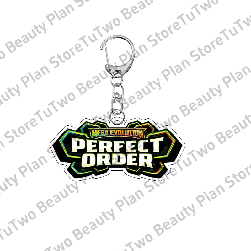 Anime PTCG Mega Evolution Acrylic Keychain – Pocket Monster Logo Cartoon Bag Pendant Keyring Collectible Gift Toy Series