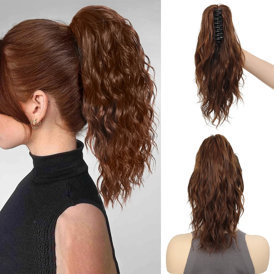 LUPU 14" Synthetic Curly Claw Clip-In Ponytail – Heat-Resistant Fashion Hair Extension for Daily Wear, Halloween & Holidays