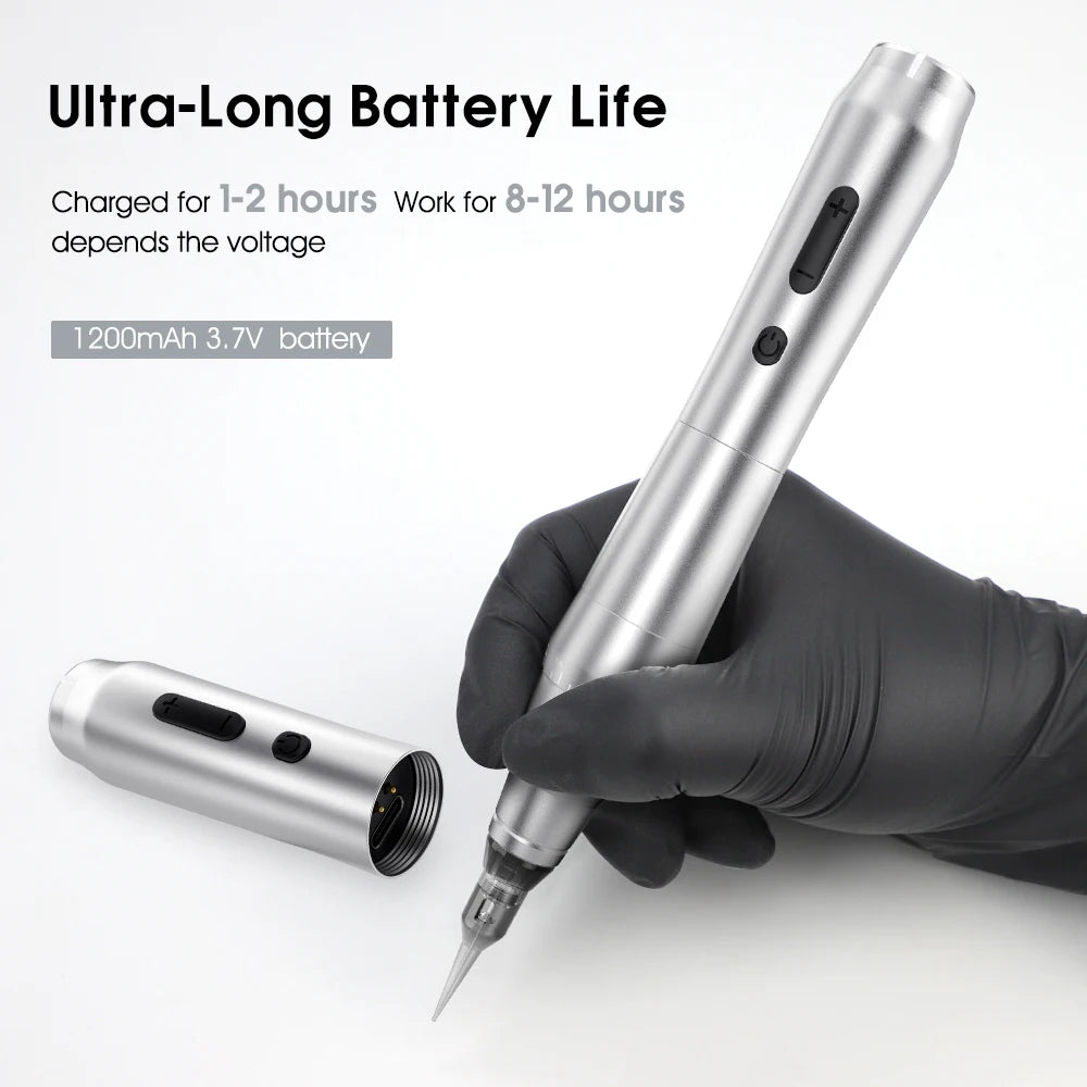 New Wireless Rotary Tattoo Machine – German Motor Pen with 1200mAh Battery, Fast Charge & 3.5mm Stroke