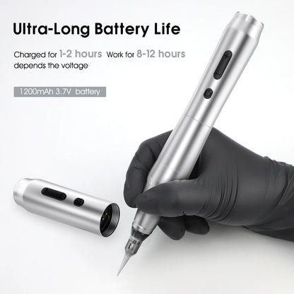New Wireless Rotary Tattoo Machine – German Motor Pen with 1200mAh Battery, Fast Charge & 3.5mm Stroke