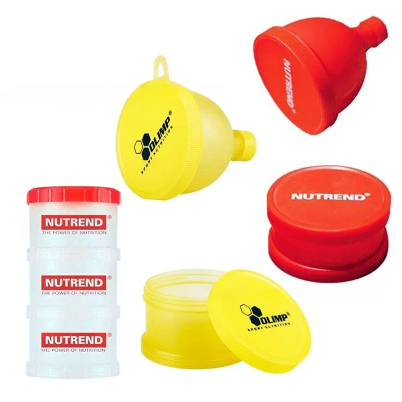 3-Layer Portable Protein Powder Box – Funnel & Handle for Fitness Supplements, Snacks & Medicine