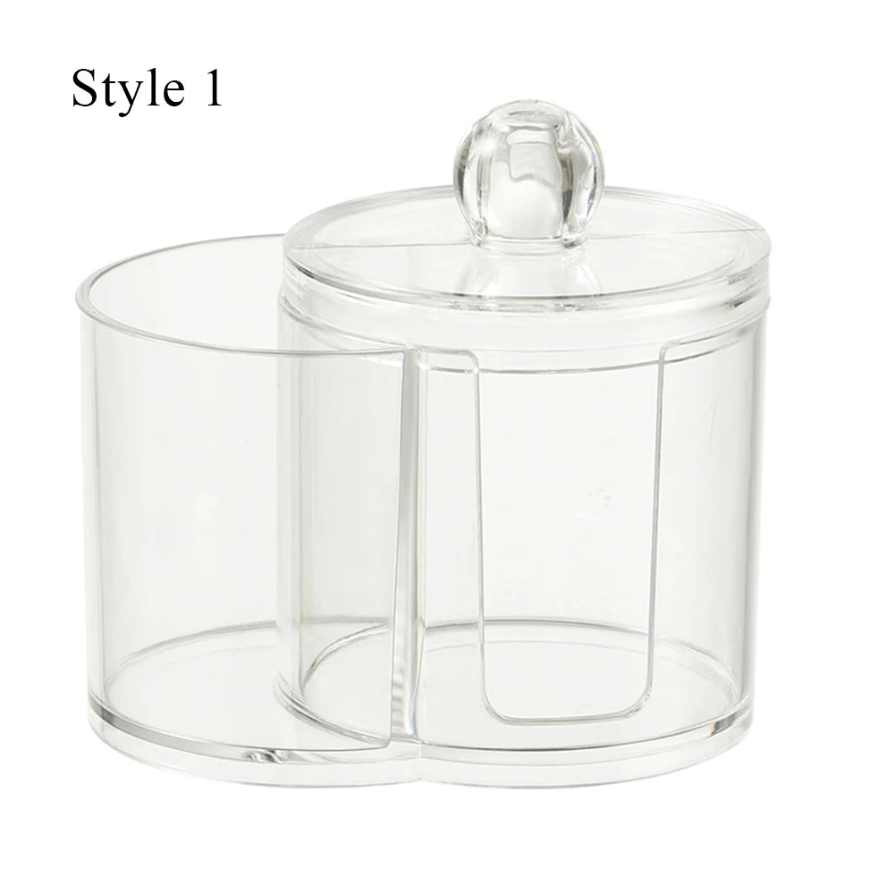 Cotton Round Pad & Powder Puff Holder – Dustproof Portable Makeup Organizer Box for Home, Durable Bathroom Storage Jar